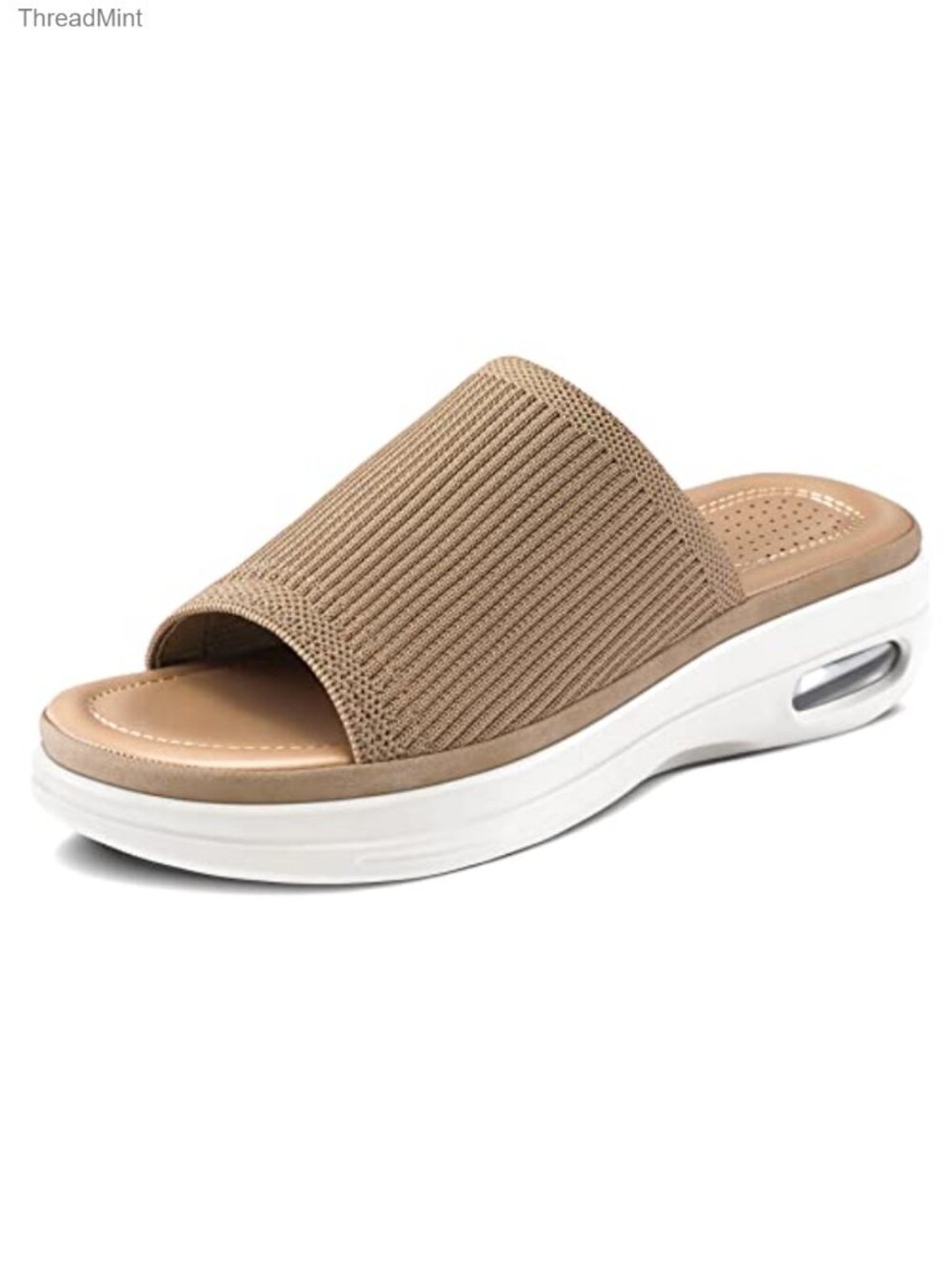 Women's Knit Slide Sandals with 1.5 Inch Platform Wedge Heel, Breathable Slip On